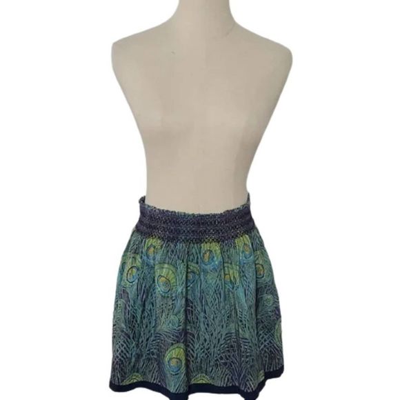 Kimchi Blue Dresses & Skirts - Kimchi Blue Purple & Blue Silk Peacock Mini Skirt